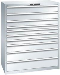 Lista műhelyfiókos szekrény, 1193x725x1450 mm, 200kg, 10 fiók, szürke