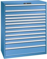 Lista műhelyfiókos szekrény, 1193x725x1450 mm, 200kg, 12 fiók, kék