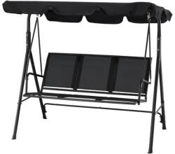  Kerti 3 személyes hintapad állítható tetővel 170×110×153 cm fekete