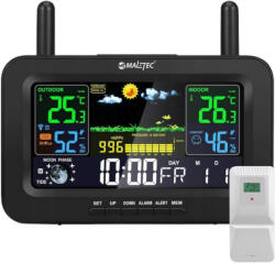 MalTec időjárás állomás színes kijelzővel, fekete