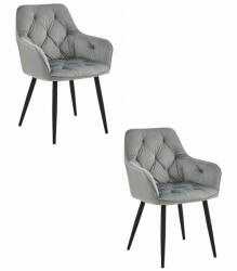 JORK szék - ezüstszürke bársony / 2 db fekete láb