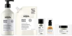 L'Oréal Csomag: L'Oréal Professionnel Serie Expert Metal Detox sampon fémes részek eltávolítására a hajból, minden típusú szőkített, festett vagy balayage hajra, szulfátmentes, 500ml + Sampon utántöltő, 500ml