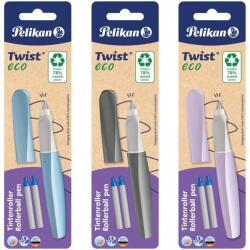Pelikan Rollerball, Twist Eco, ergonomikus markolat, kétkezes, 2 kék utántöltővel, 3 színben világoslila/világoskék/világosszürke, buborékfólia (824675)