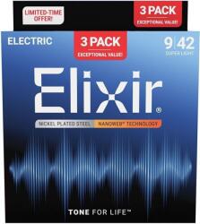 Elixir 16566 Nanoweb 9-42 3-Pack Elektromos gitárhúrok (16566)