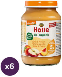 Holle bio bébiétel őszibarack-alma (6x190 g)