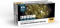 DekorTrend Világító karácsonyi arany szalag, 100 led, meleg fehér, elemes, KDE 013