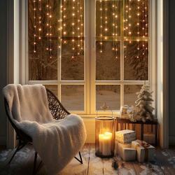 Somogyi Elektronic KAF50DLEDWW DOT LED-es fényfüggöny, 50db melegfehér DOT LED, 81cm, állófényű, adapteres tápellátás, beltéri kivitel - dellaprint