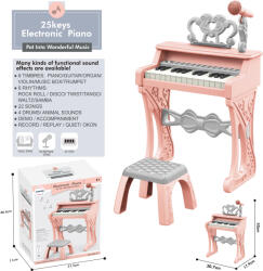 Mamido Gyermek elektromos zongora székkel és mikrofonnal 25 billentyű rózsaszín (MT1309)