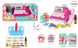 Mamido Gyermek pénztár bevásárlókocsival és élelmiszerekkel rózsaszín 18 db-os számológép (MT1119) - jatekokminiszteriuma