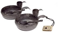 KUPILKA START THE DAY shot csésze tállal és kanállal, fekete