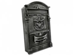 TEC Antik postaláda ezüst levélszekrény acél és alumínium vintage postaláda