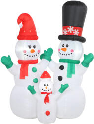 AOSOM Felfújható hóember család 180 cm magas, LED világítással, IP44 kültéri kivitel