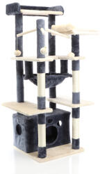 Fudajo sötétszürke-bézs színben 134 cm macskaházzal, nyugággyal, platformokkal, játéklabdákkal 64096