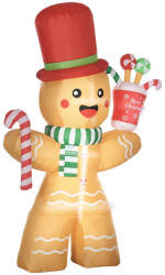 AOSOM Felfújható karácsonyi mézeskalács figura 235 cm karácsonyi dekoráció LED-fényekkel