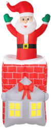 AOSOM Felfújható Mikulás a kéményben mozgó karácsonyi dekoráció LED világítással, IP44 kültéri kivitel