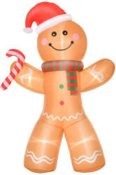 AOSOM Felfújható karácsonyi mézeskalács figura 240 cm karácsonyi dekoráció LED-fényekkel