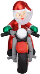 AOSOM Felfújható Mikulás motorkerékpáron LED világítással, kültéri használatra, 180x95x170 cm