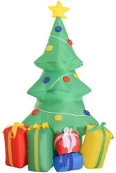 AOSOM Felfújható karácsonyi dekoráció LED világítással és ajándékokkal 150 cm, vízálló kültéri dísz