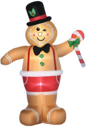 AOSOM Felfújható karácsonyi mézeskalács figura 200 cm karácsonyi dekoráció LED-fényekkel