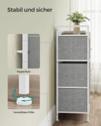 SONGMICS Modern Textil Fiókos Szekrény 7 Fiókkal Fehér-Szürke Fémvázzal (EUZ-LTS523L10)