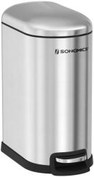 SONGMICS Slim Pedálos Szemetes 10L Acél Ezüst Lassú Záródású (EUZ-LTB10NL)