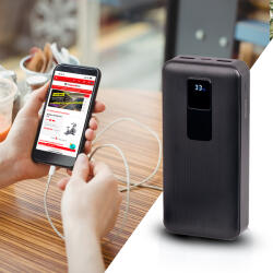 inSPORTline Electronics Powerbank inSPORTline PowerTwenty 20000 mAh, 2x USB A, 1x USB C, LED kijelző, 410 g, gyorstöltés