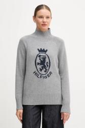 Tommy Hilfiger pulóver gyapjúkeverékből szürke, félgarbó nyakú, WW0WW46434 - szürke L