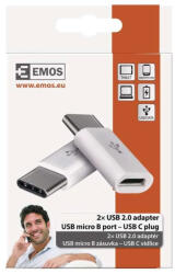 EMOS adapter micro USB-B 2.0 / USB-C 2.0, fehér, 2db SM7023 (EMOS-SM7023)
