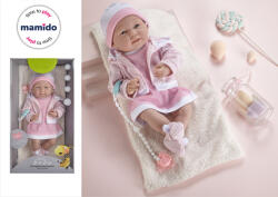 Mamido Rózsaszín pulóveres baba cumival 35 cm (MT1103) - mamido