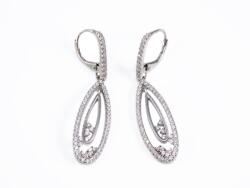 Ékszershop Köves ovális lógós ezüst fülbevaló (2174308)