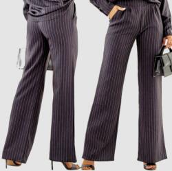  Elegáns Női Szövet Öltöny Nadrág Egyenes Szürke M 38