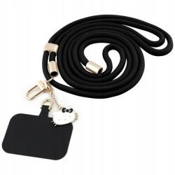  Univerzális póráz Hello Kitty Patch & Kitty Head Charm telefonhoz, fekete