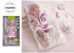 Mamido Păpușă bebeluș în pulover roz cu suzetă 35 cm (MT1103) Papusa