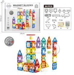 Mamido Set de construcție magnetic oraș 94 piese pistă cu bile L MT1511 (MT1511) Jucarii de constructii magnetice
