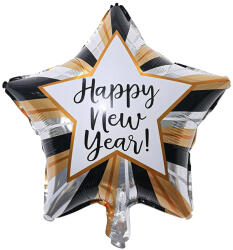 Mezőfi Team Kft Happy New Year, fólia lufi, csillag, keretes, 45 cm