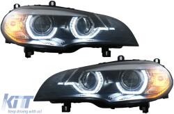 KITT Lightning 3D dupla Angel Eyes LED DRL Xenon fényszórók BMW X5 E70 (2007-2010) modellekhez, Fekete (HLBME70B)