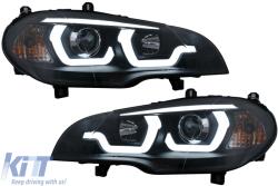 KITT Lightning LED DRL Angel Eyes fényszórók BMW X5 E70 (2007-2013) fekete (HLBME70BLED)