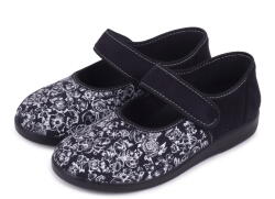 Vlnka Női balerina cipő virág, fekete felnőtt cipő méret 39