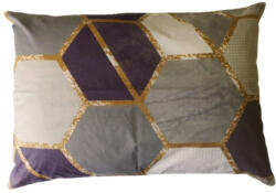  100% pamut félpárna huzat - 50x70 cm lila-szürke mintás