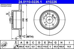 ATE féktárcsa ATE 24.0110-0226.1 for SAAB, OPEL, VAUXHALL (24.0110-0226.1)