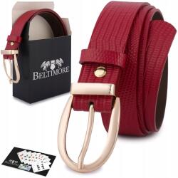 Beltimore Női bőr öv nadrághoz, ruhához, piros természetes bőr, 3 cm széles, Beltimore (D93_85)