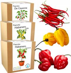 Łatwa Uprawa MIX Csomagok Édes Paprika Termesztéséhez 3x Öntöző Berendezés Otthonra (papryczka habanero de cayenne jalapeno)