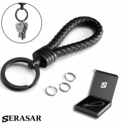 Serasar Serasar, Férfi Bőrkulcstartó Valódi Bőrből [Erős] Fekete