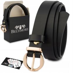Beltimore Női bőr öv nadrághoz, ruhához, fekete valódi bőr, 1, 8 cm széles, Beltimore (O23_100)