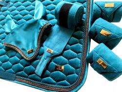 horss equestrian Horss Velvet sokoldalú sapka-fülvédő szett Tengeri teal (15)