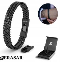 Serasar Férfi rozsdamentes acél karkötő Serasar [Franco] Fekete 17cm (8720828198735)