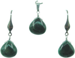  Malachit "csepp" ékszerszett