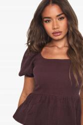 Boohoo Barna Bő Ujjú Felső Texturált Rövid Ujjú Boohoo 42