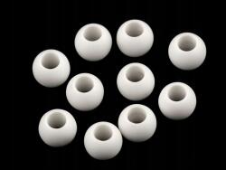 Gyöngyök Nagy Lyukú Mat Handmade Diy Makramé Kézműves Fehér 10x12MM 6DB (200036)