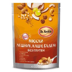  Мюсли с лешник, кашу и бадем БЕЗ Глутен Dr. Keskin 350гр